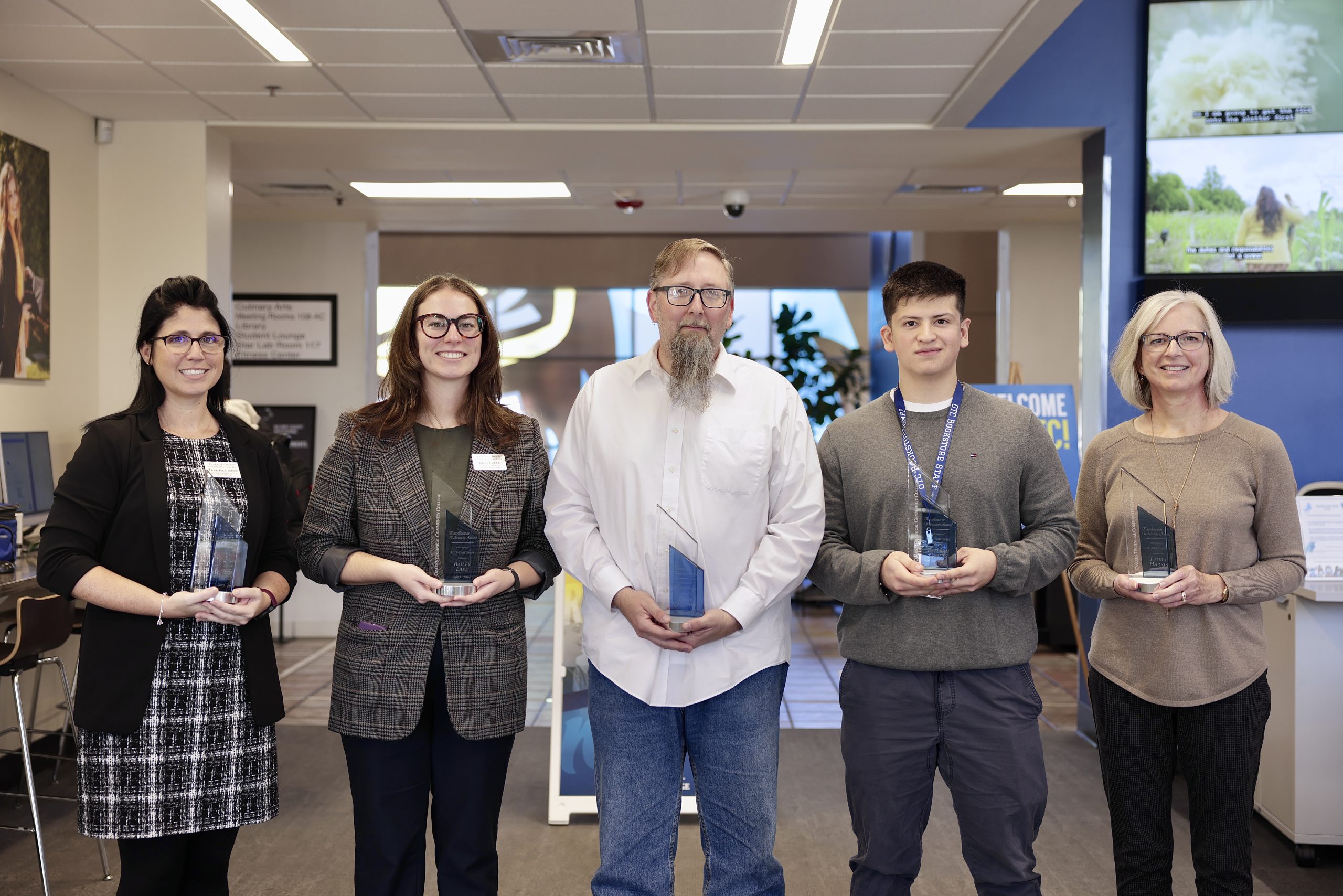 2022 – 2023 Winners from Left to Right: Tara Hathcock, Bailey Lape, Dane Galloway, Esteban Garces, and Laura Harris